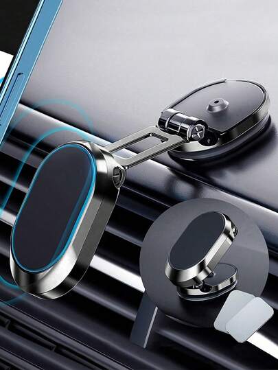 1pc Car Folding Strong Suction Cup Phone Holder, Dashboard Mount 360 Degree Rotation Navigation Bracket, Car Accessories Essential