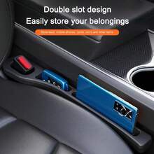 2Pcs Car Seat Gap Filler Seat Crevice Storage Box Bag Between Seats Console Organizer Decoration Interior Auto Accessories - A - View 2