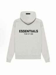 Essentials  Hoodie 'Light Oatmeal' Loose Drop Shoulder Hooded Fall Winter Cotton Sweater Sweatshirt, Vintage Flocking Craftsmanship Combined With Modern Breathable Technology, Warm Cotton Flocking, Loose Urban Functional Wear, High-End Cotton For Urban Street Style, Loose Silhouette Gender-Neutral Design, Mixed-Color Cotton For Low-Profile, Preferred Choice For Cafes And Hiking.