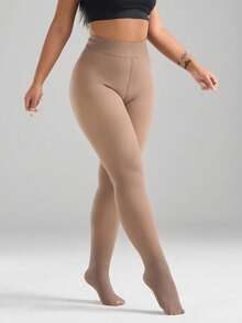 2 Pairs Of Fake Flesh Through Oversized Leggings For Warm Women With Bare Legs And Thick Velvet And Translucent Pantyhose. - Đen*1+Cà phê*1 - Xem 4