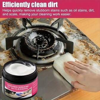H4Cacle Pasta limpiadora para manchas de grasa y aceite de uso intensivo en la cocina - Quitamanchas de aceite de acción rápida para eliminar grasa y suciedad resistente en hornos, campanas extractoras, estufas y grifos