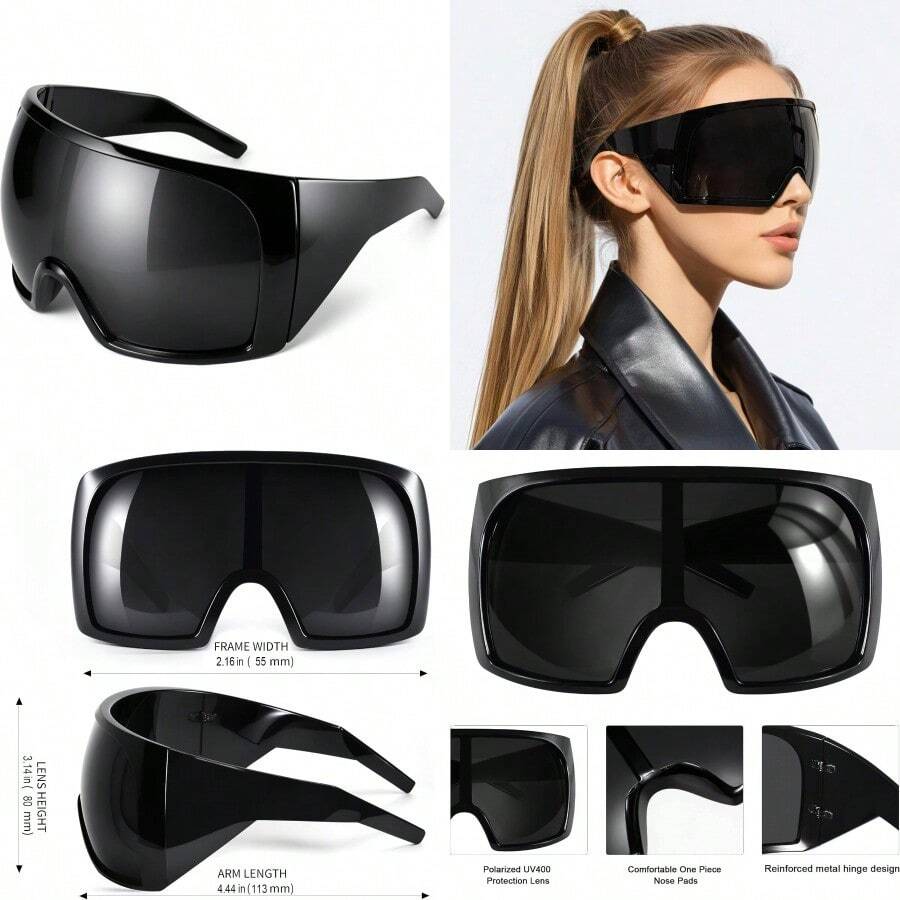 de estilo futurista con lentes curvados y protección envolvente para mujeres y hombres
