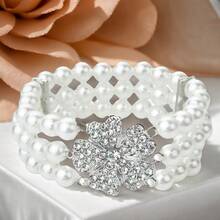 1pc 1920s-Inspired Faux Pearl Bracelet, Gatsby Great Elastic Faux Pearl Bracelet, Roaring 20s Accessories Halloween