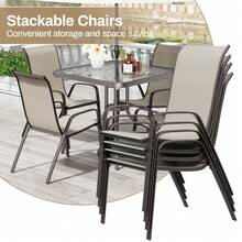 Outdoor Table & Chair Sets - Beige - View 8