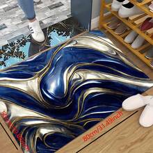 1 Stück goldene Samt Blau Abstrakte Kunst Flur Matte, Luxuriöser dekorativer Wohnzimmer Teppich, Weiche bequeme Lässig Laufmatte rutschfest waschbar Küchenboden Matten, Rutschfest Diatomit Küchenteppich, Küchenmatten - Verschiedenfarbig - Übersicht 15
