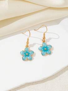 2 件彩色花朵吊坠耳环，简约百搭甜美可爱清新珠宝配饰，适合女性日常佩戴
