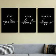 GUBIYU Black Hustle Grind Execution Wall Art Set Of 3 Framed Canvas Office Inspirational Motiviational Wall Decor Art Positive Quotes Posters Living Room Pictures Walls Decor Mens Guys 12x16 - 黑白努力工作海報 - 查看 9