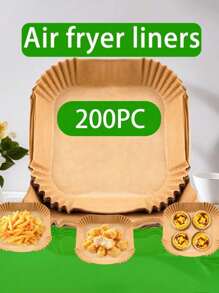 100er Pack Antihaftauskleidung für Heißluftfritteuse | quadratisch & rund 16cm (6,3") Backblech | mikrowellen- und ofenfest zum Grillen/Braten | mühelose Reinigung Küchentrick für Zuhause und kommerziellen Gebrauch Schulanfang