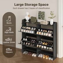 Freestanding Shoe Cabinet With 4 Drawers, Storage Cabinet, Reversible Compartments, Anti-Tip Device, Suitable For Use On Doors, 3 Colors Available - Black - View 9