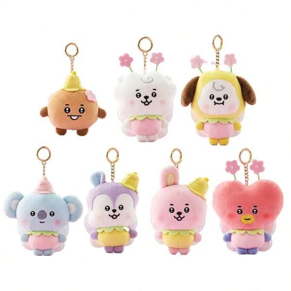 Série Cosplay Figurines Anime Kawaii Nouvelle Série dessin animé Kpop Kawaii Anime Abeille 10 cm Rj Cooky Porte-clés en peluche Shooky Koya Pendentif de sac Décoration Cadeau Série Poupées Jour du Printemps Un cadeau de Noël et d'anniversaire pour un ami