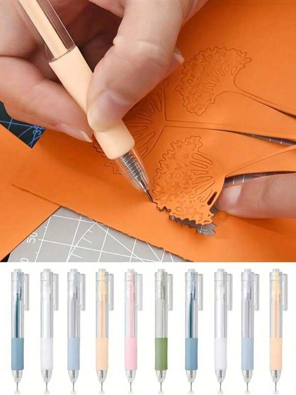Ensemble de stylos couteaux utilitaires artistiques - Stylos couteaux rétractables, outil de coupe pour autocollants, scrapbooking, couteaux pour écriture, fournitures scolaires, fournitures artisanales DIY, couteau pour boîte d'envoi