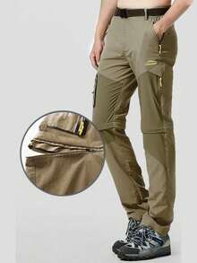 Herren Outdoor Schnelltrocknende Hose, Abnehmbare Wanderhose, Windjacke Hose für Bergsteigersport - Khaki - Übersicht 4