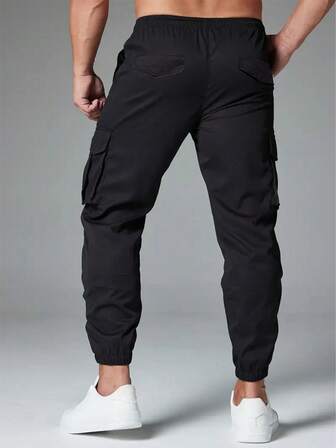 Herrbyxor med avslappnad utomhusfunktion, trendiga arbetsbyxor med dragsko i midjan