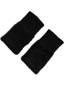 2 pares/1 par de luvas femininas quentes sem dedos, aquecedores de pulso de malha de cor sólida, versáteis para escritório, escola, escrita, outono/inverno - multicolorido - Ver 9
