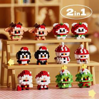 Compatible With Small Particle Building Blocks, Christmas Series Building Blocks, Panda Blocks, Animal Blocks, Santa Claus, Christmas Snowman, Christmas Tree, Christmas Elk, Christmas Apple Bear, Christmas Penguin, Christmas Sleigh, Christmas Cabin, Christmas Gift, Christmas Wreath, Christmas Bell