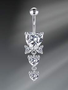 CIZME 1 件时尚不锈钢心形花蝴蝶肚脐环，适合女性日常装饰，14G 10mm 肚脐环穿孔首饰刻面方晶锆石吊坠肚脐环肚脐穿孔身体首饰 - 彩色 - 查看 39