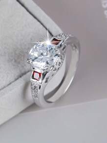 1 pieza Anillo redondo brillante, anillo de mujer, adecuado como regalo de cumpleaños, regalo del Día de San Valentín y regalo de inauguración de la casa, noble regalo para mamá