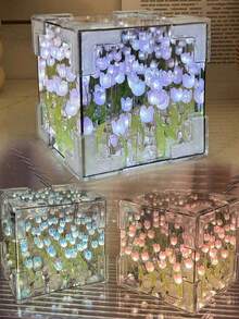 1 pieza Lámpara nocturna artesanal creativa DIY con diseño de flor de tulipán y mar, lámpara de ambiente, lámpara proyector para dormir, decoración del hogar para sala de estar, decoración de festival, decoración de pared, camping, fiesta, regalo de cumpleaños perfecto