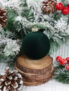 12 piezas Adornos de árbol de Navidad de terciopelo, Decoraciones navideñas alegres, Decoraciones de bolas de Navidad verde oscuro, Bolas de Navidad, Adornos colgantes navideños, Decoración navideña para el hogar, Decoración navideña, Regalo de Navidad - Verde Oscuro - Ver 4