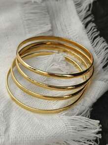Set de 4 pulseras brazalete finas y minimalistas de metal, accesorio de moda apto para vacaciones, fiestas, citas de boda, regalo para la novia, pulseras versátiles para mujer