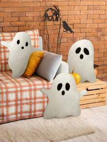 Cute Ghost Pillow Halloween Pillow 12.6" X 9.45" Cute Ghost Pillow White Decorative Ghost Pillow Plush Sofa Ghost Cushion For Sofa Bed, Sofa Party, Home Decor, Kids Gift