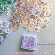 100/50/20pcs (Boxed) Cute Transparent Girl PET Sticker Collection, For Scrapbooking/Diary, Cartoon Characters, Animals, Buildings, Gifts, Flowers, Fruits, Instruments, Easy Peel & Stick, Suitable For Luggage, Laptop,School Supplies,Back To School
