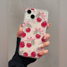 Ribbon Red Cherry  Anti-Drop Soft Shell With A Minimalist High-End Feel, Suitable For Iphone 14 Pro Max, Apple 13 Phone Case, Couple'S XS Max, New Model 12 Pro Anti-Drop, XR Frosted, 11 Unisex, 13 Full Coverage, 15 PRO Soft Shell, 15 Protective - Clear - View 3