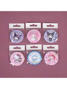 Sanrio 6pcs Sanrio Metallic Enamel Pins Set - For My Melody, For Kuromi, And Friends