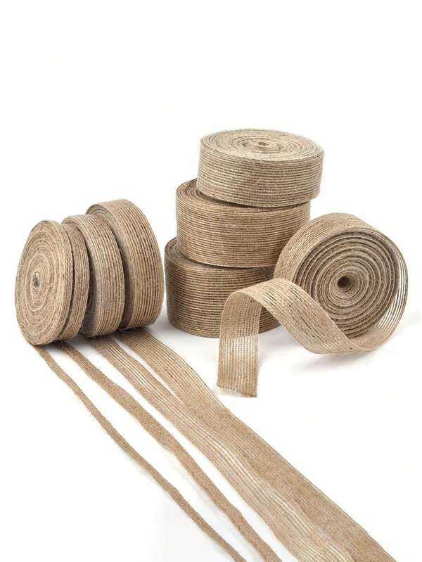 5M/Roll 1cm-3.8cm Natural Jute Ribbon - Ideal For DIY Crafts, Vintage Decor, Gift Wrapping, Sewing, Party, Wedding, And Christmas Decoration