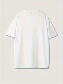 Unisex Short Sleeve T-Shirt With Print, Round Neck And Comfortable Casual Design For Running, Plus Size F007 - 白色 - 查看 2
