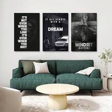GUBIYU Black Hustle Grind Execution Wall Art Set Of 3 Framed Canvas Office Inspirational Motiviational Wall Decor Art Positive Quotes Posters Living Room Pictures Walls Decor Mens Guys 12x16 - A002 黑白勵志牆飾 - 查看 9