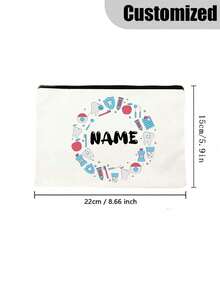 Customized Name Toothbrush, Tooth Print Cartoon Bag, Women's Cosmetic Bag, School Pencil Bag, Travel Toiletry Bag, Women's Reusable Toiletry Bag Storage Bag Handbag Coin Purse Party Gift School Pencil Case Dentist Gift Cosmetic Bag School Supplies Travel Essentials Cosmetic Bag Holiday Essentials Cosmetic Bag Cosmetic Storage Bag Holiday - White - View 20