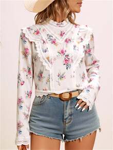 Women's Long Sleeve Florida Blouse / With Ruffle / Group Details / Yi1277 - trắng - Xem 1