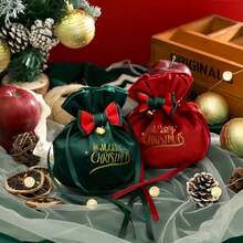 10pcs Creative Christmas Gift Bag Christmas Apple Velvet Bag Christmas Eve Candy Box Safe Fruit Flannel Cloth Bundle Pocket
