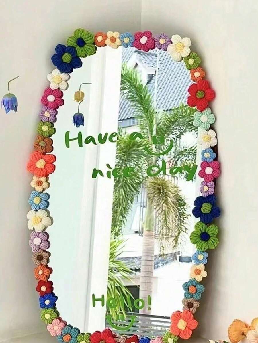 60 件/40 件 4 厘米手工彩色花朵装饰、落地镜框装饰、泡泡花边全身镜、DIY 镜子改造套件