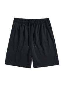 Pantaloni tricotați pentru bărbați, cu picior drept, culoare uni, pantaloni scurți ușori, casual, versatili, de vară