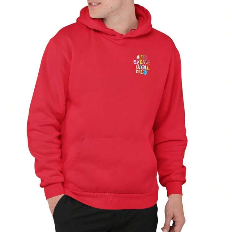 Sudadera Hoodie Anti Social Club Colores Unisex con Capucha - Rojo - Añade 2