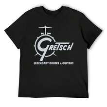 Vintage Gretsch - Legendary Drums And Guitars T-Shirt Cotton Man T-Shirts Afflictions Shirts Rapper Graphic Tees Men's T-Shirts - màu đen - Xem 1