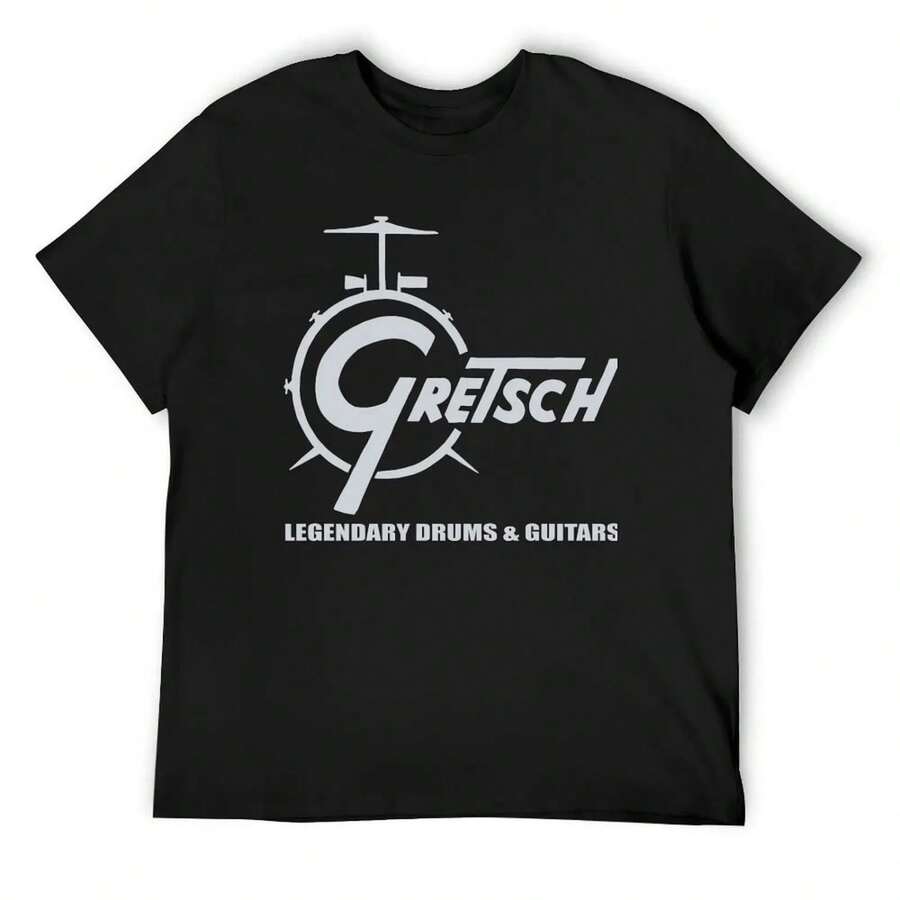 Vintage Gretsch - Legendary Drums And Guitars T-Shirt Cotton Man T-Shirts Afflictions Shirts Rapper Graphic Tees Men's T-Shirts - màu đen - Xem 1