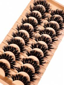 New 10Pairs Cat Eye Lashes Makeup Eyelashes 18mm 23mm 3D Mink Lashes Fluffy Wispy Volume Natural Long Cross False Eyelashes Eye Lashes Reusable Eyelash - màu đen - Xem 4
