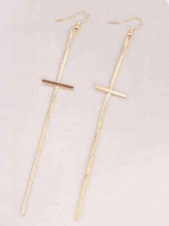 1 Pair Minimalist Personalized Tassel Cross Earrings