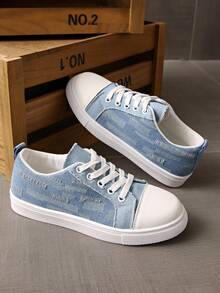 Soft Sole Casual Sneakers, Versatile Bread Shoes For Spring, Summer, Autumn, Personalized Flat Shoes For Students And Women - Baby Blue - View 7