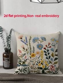 Bộ 2 vỏ gối trang trí họa tiết hoa, kiểu thêu truyền thống, chất liệu polyester mềm mại, có khóa kéo, giặt máy được, phù hợp cho phòng khách, phòng ngủ, ghế sofa - Màu hồng, xanh dương, vàng, xanh lá cây - Không thêu - Nhiều màu - Xem 3