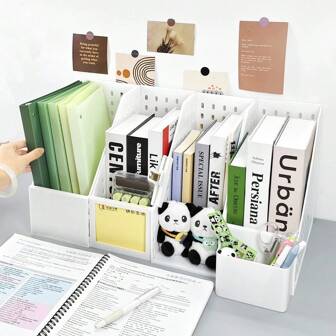 Multi-Function Drawer Bookshelf, Desktop Pen Holder, Reading Stand, Book & Stationery Organizer, Separating Divider, Book Holder, File Rack,For School Supplies,Back To School