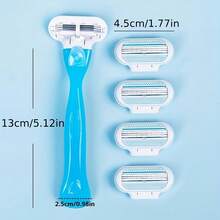 Bikini-Specific Women's Razor Triple-Layer Stainless Steel Safety Blades Replaceable Blade Head Hair Shaver For Intimate Areas, Underarms, And Leg Hair - Blue - View 4