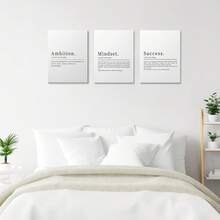 GUBIYU Black Hustle Grind Execution Wall Art Set Of 3 Framed Canvas Office Inspirational Motiviational Wall Decor Art Positive Quotes Posters Living Room Pictures Walls Decor Mens Guys 12x16 - A012 黑白 - 查看 7