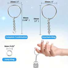 20/50pcs Metal Keychain Set - 20/50 Round Loop Hangers And 20/50 Split Rings, For DIY Crafts And Small Business Supplies - Keychain - View 5