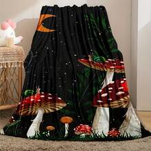 1pc Mushroom Snail Flannel Blanket Lunch Break Blanket Sofa Blanket Sofa Warm And Comfortable Soft Blanket For Gift Home Comfort And Lightweight Blanket Sofa Blanket Travel Camping Living Room Office Sofa Chair Bed Flannel Blanket - 白色 - 查看 2