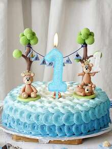 Light Blue Sprinkle Digit 0-9 Birthday Party Theme Cake Decorative Candles - Light Blue - View 4