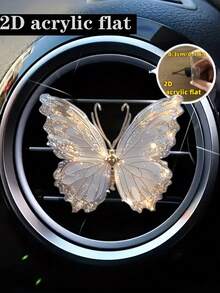 1 pieza Clip en forma de mariposa 2D de acrílico para las rejillas de ventilación del carro, decoración creativa de interiores de carro - Multicolor - Ver 3
